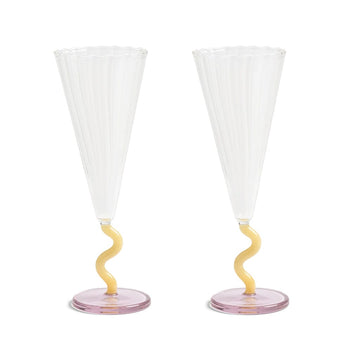 &Klevering - Flute curve karamel set van 2 Champagne glazen &Klevering 