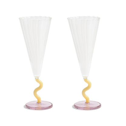 &Klevering - Flute curve karamel set van 2 Champagne glazen &Klevering 