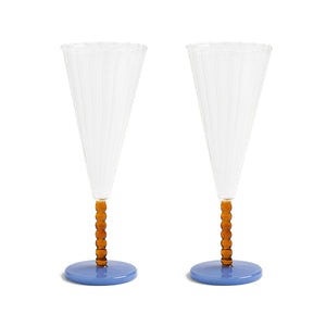 &Klevering - Flute perle amber set van 2 Champagne glazen &Klevering 