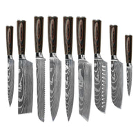Shinrai Knives - Damascus Print 9-delige Messenset Messenset Shinrai Knives 