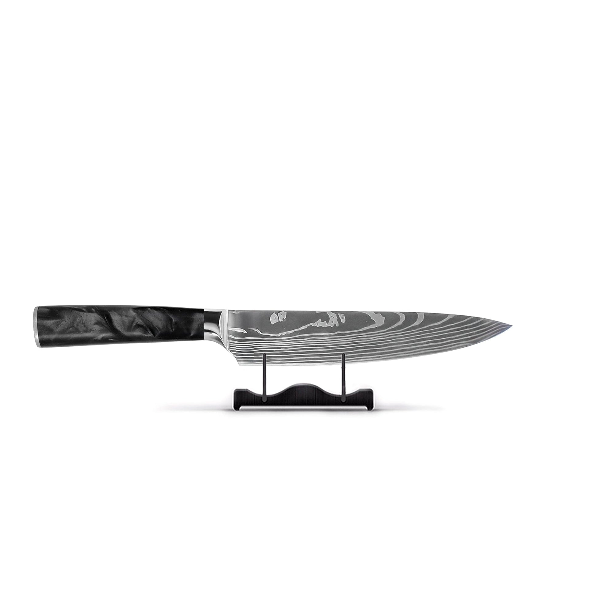 Shinrai Knives - Damascus Print Epoxy Onyx 3-delige Messenset - Koksmes + Nakiri + Schilmes Messenset Shinrai Knives 