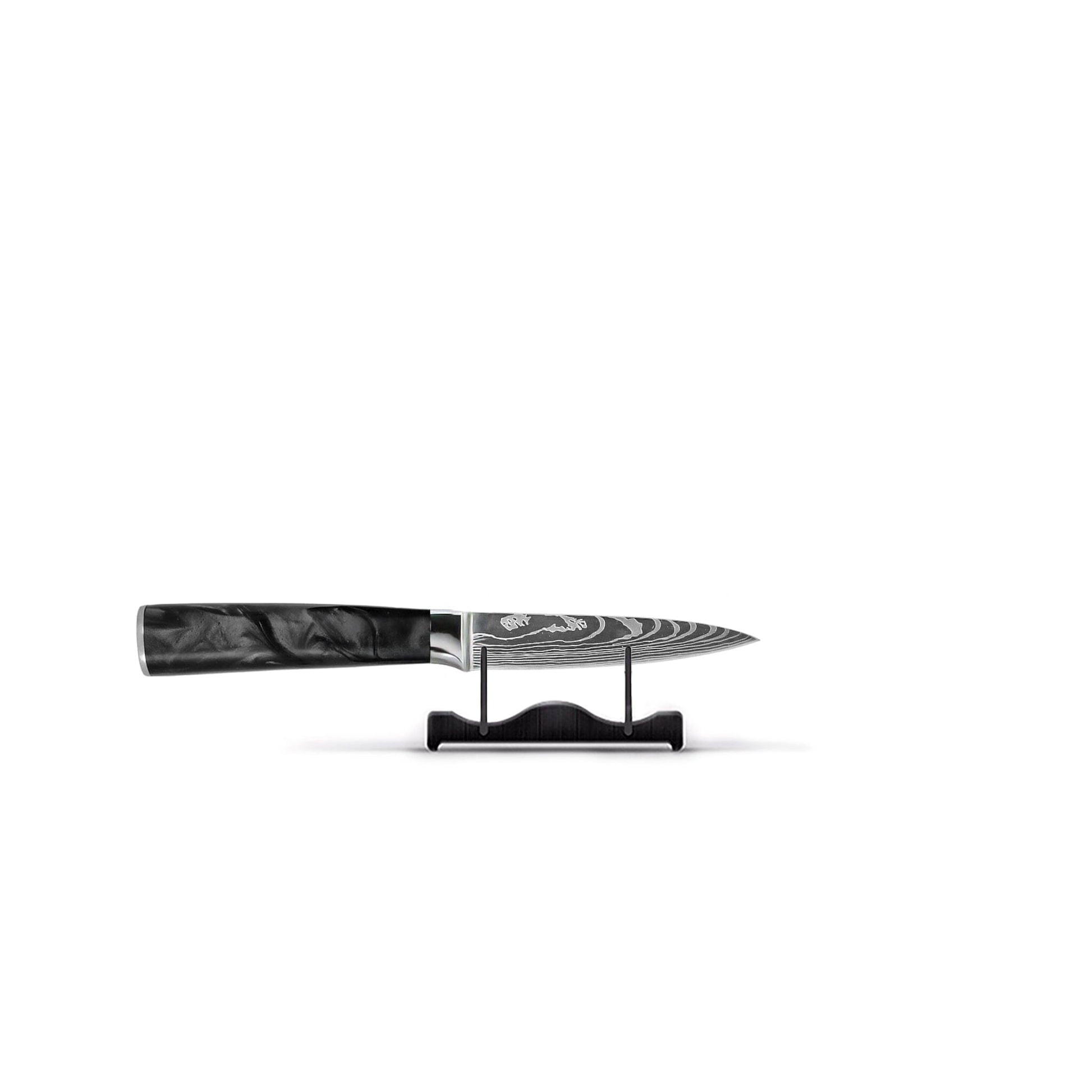 Shinrai Knives - Damascus Print Epoxy Onyx 3-delige Messenset - Koksmes + Santoku + Schilmes Messenset Shinrai Knives 