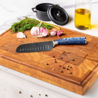 Shinrai Knives - Damascus Print Epoxy Sapphire - 6-delige Messenset Messenset Shinrai Knives 