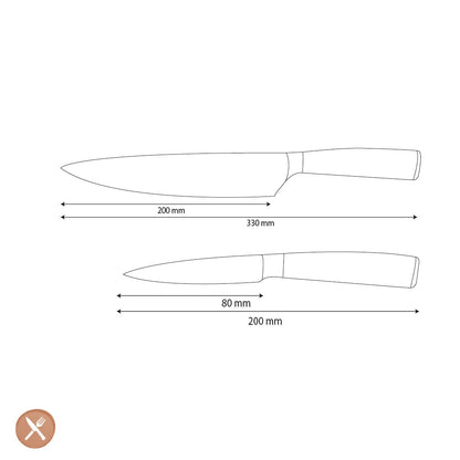 Shinrai Knives - Hammered RVS 2-delige Messenset - Koksmes + Schilmes Messenset Shinrai Knives 