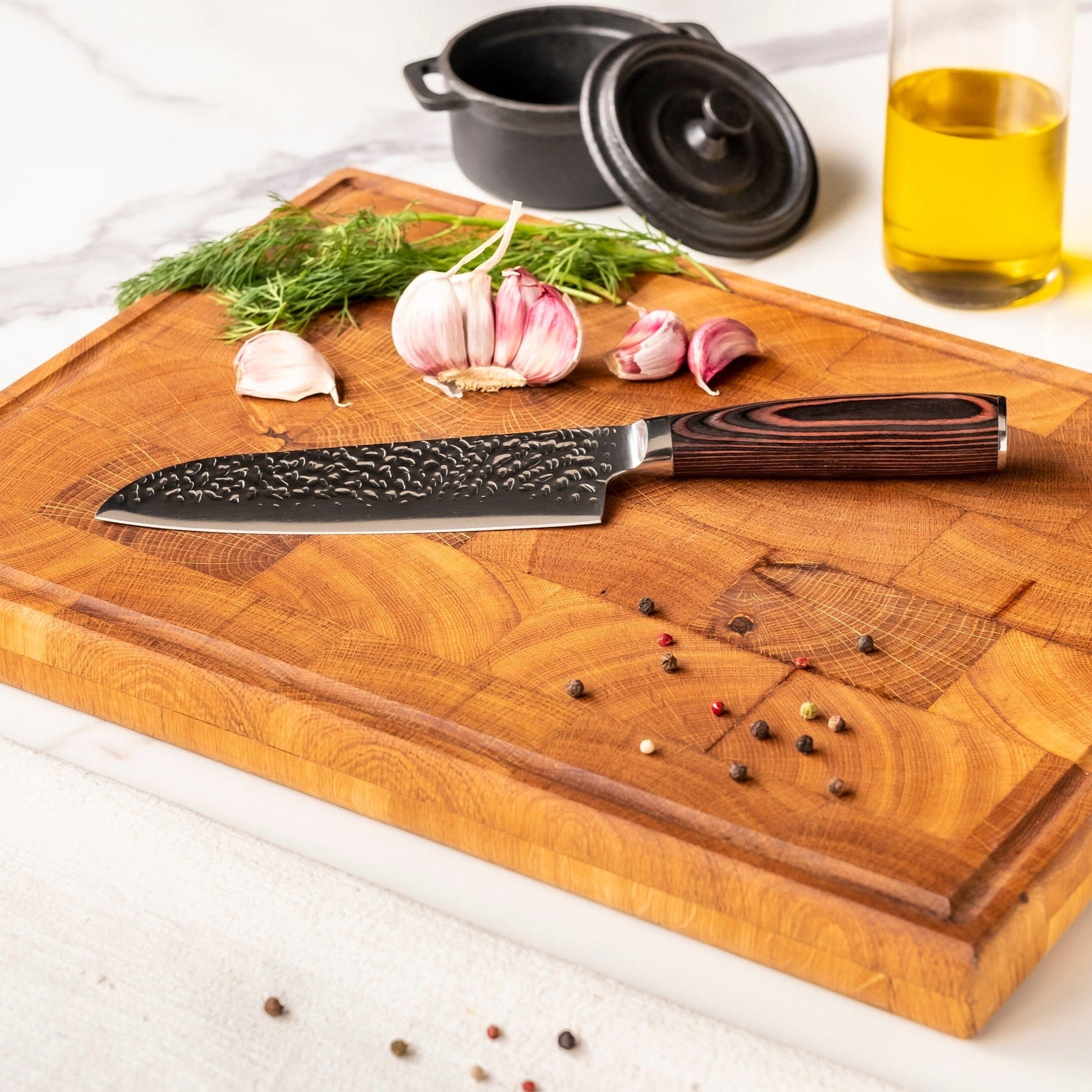 Shinrai Knives - Hammered RVS 6-delige Messenset + Messenblok Rotate Messenset met blok Shinrai Knives 