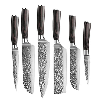 Couteaux Shinrai - Coffret de 6 couteaux en acier inoxydable martelé