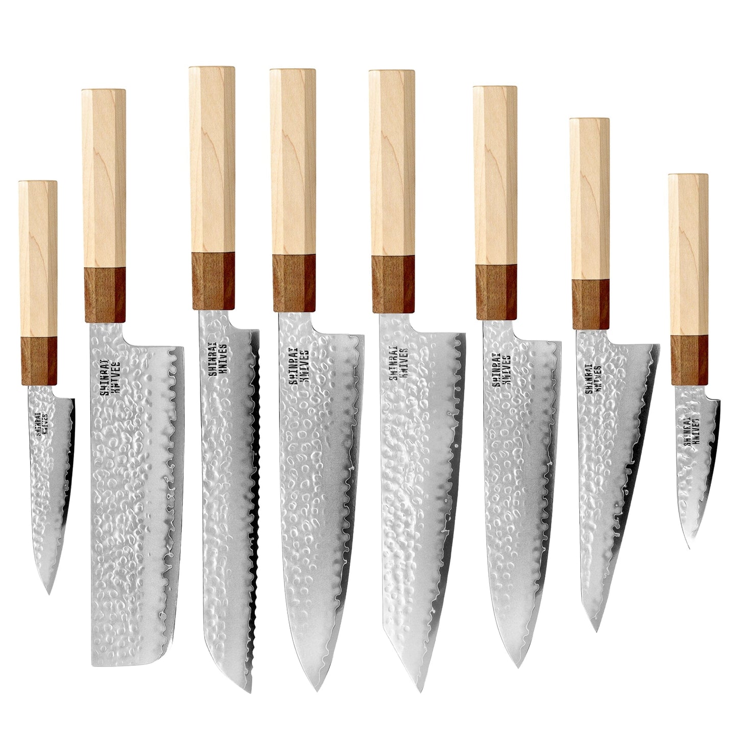 Shinrai Knives - Kirameki Damascus 8-delige messenset Messenset Shinrai Knives 