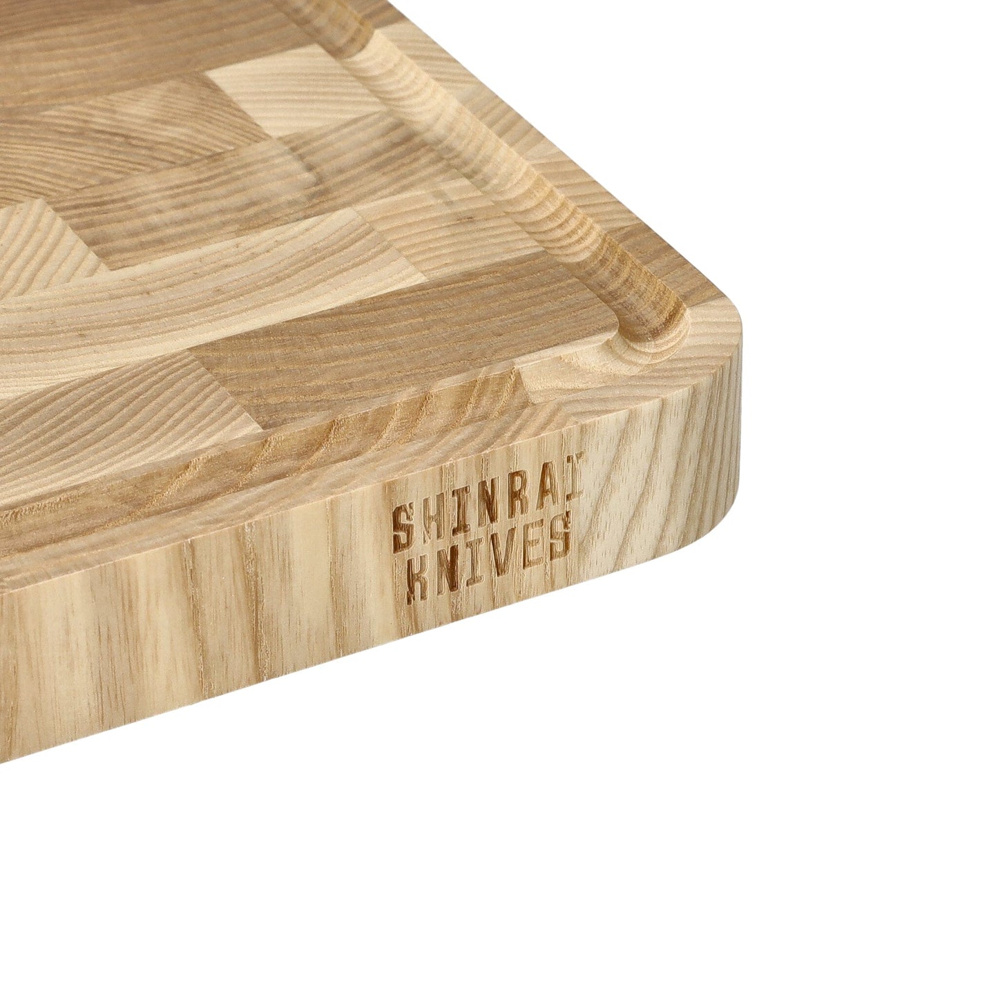 Planche à découper de luxe Shinrai Knives en bois de frêne (bois de bout) - 40 × 30 × 4,5 cm