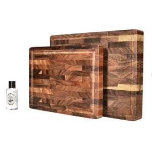 Shinrai Knives - Luxe Snijplank Walnotenhout - Kopshout - Bundel Houten snijplank Shinrai Knives 
