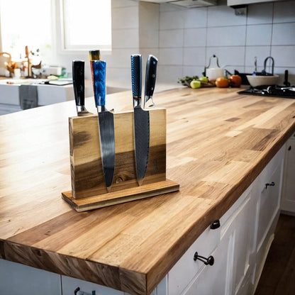 Shinrai Knives - Magnetisch Messenblok Dubbelzijdig - Acaciahout Magnetisch messenblok Shinrai Knives 