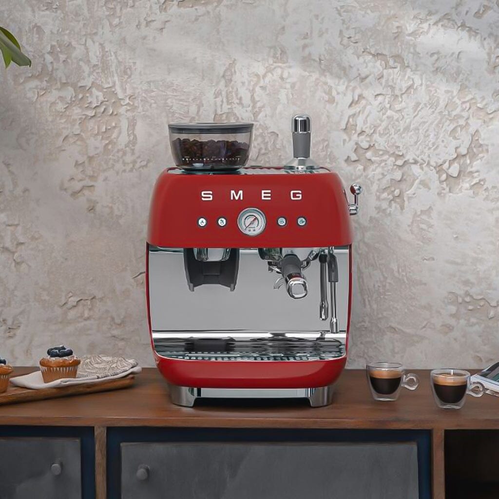 Smeg - Espressomachine | Wit | Jaren 50 | Handmatige espressomachine met geïntegreerde bonenmaler Handmatige Espressomachine Smeg 