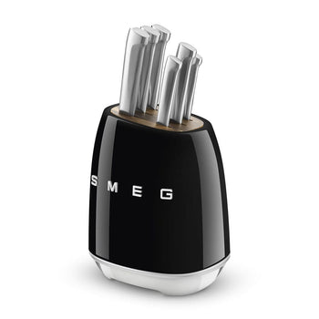 SMEG - Messenblok met 6 messen Zwart Messenset met blok Smeg 