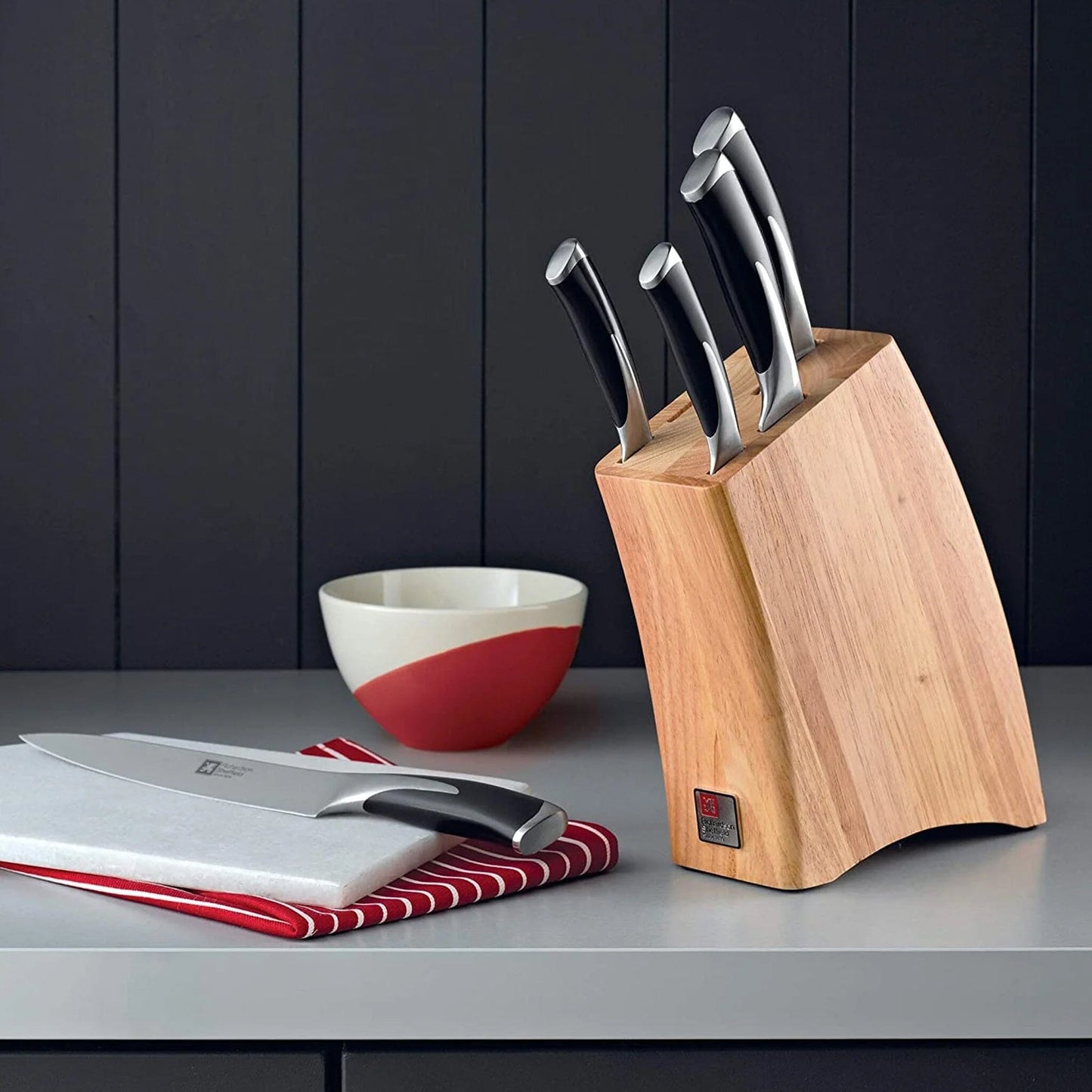 Richardson Sheffield - KYU 5 pc knife block - wood Messenset met blok Richardson Sheffield 